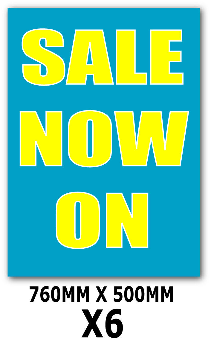 Blue and Yellow Sale Now poster x6 760mm x 500mm | blue sale posters - Sale Posters & Signs