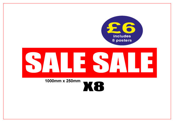 sale sale poster size 1000mm x 250mm | sale posters red Impact;Clearance;sale signage red - Sale Posters & Signs
