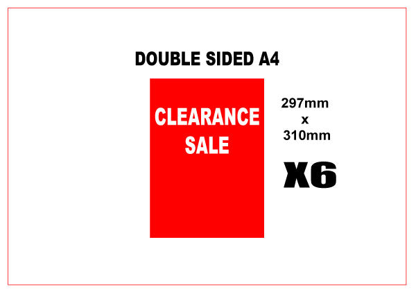 Clearance Sale A4 posters D/S x 6 | sale signage red;rail cards;A4 Posters;sale posters red Impact - Sale Posters & Signs