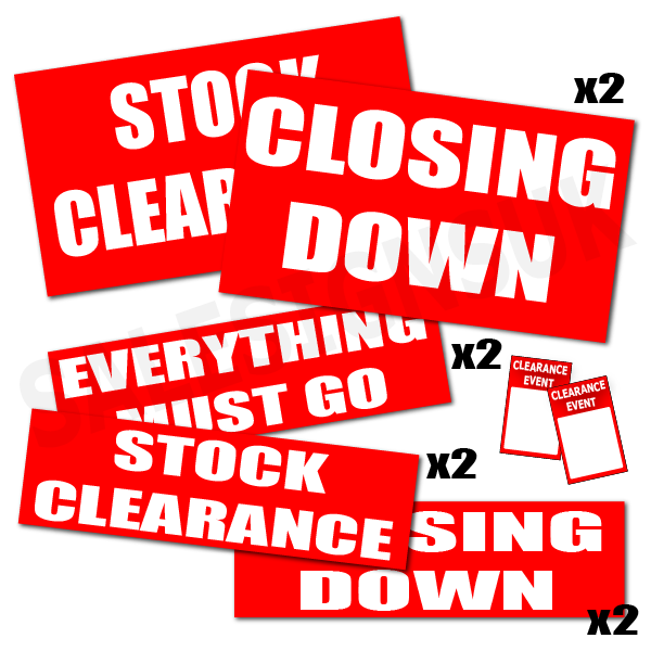Closing down L pack with tickets Red | Closing Down;sale value packs - Sale Posters & Signs