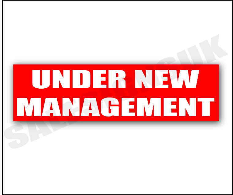 Under New Management posters 1000mm x 250mm | sale signage red - Sale Posters & Signs