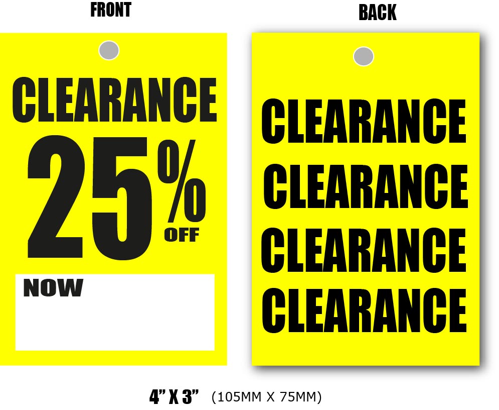 Yellow & Black 25%off tickets/hangers | sale tickets;Closing Down;Yellow and Black pos;25%off - Sale Posters & Signs