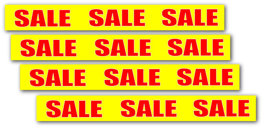 Sale Sale Sale Red and Yellow x4 125mm x 1000mm | yellow and red posters - Sale Posters & Signs