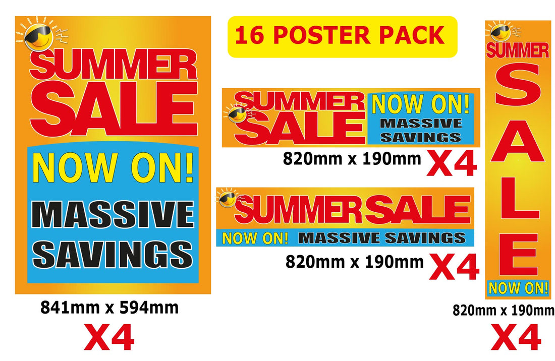 SUMMER SALE POSTER PACK (16)or (32) | Summer Sale posters - Sale Posters & Signs