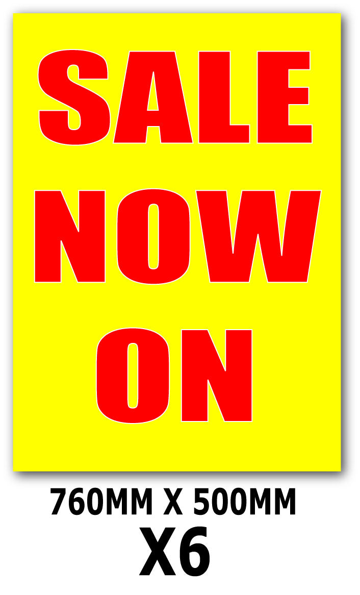 Yellow and Red Sale Now On set of 6 760mmx 500mm | yellow and red posters - Sale Posters & Signs