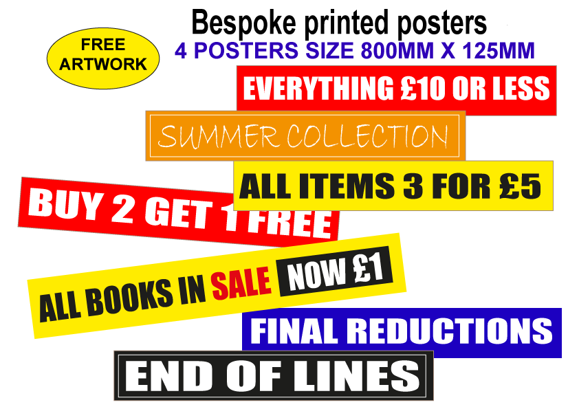 Bespoke 4 Posters printed size 800mm x 125mm | other Signage;Other Posters;Bespoke posters - Sale Posters & Signs