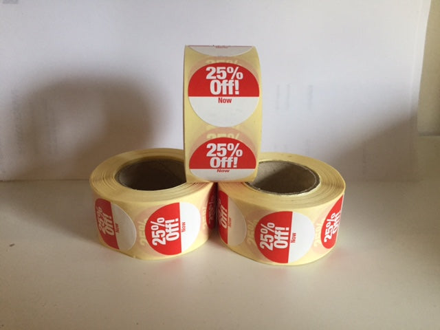 25% Off Write-On Stickers – 30mm, Bulk 48 Rolls (24,000)