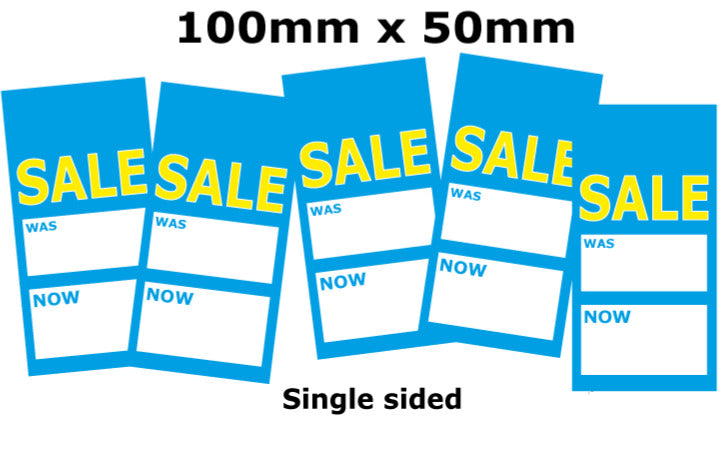 Blue an Yellow small sale hanger tickets 4" x 2" | sale tickets;blue sale posters;yellow and red posters;Yellow and Black pos - Sale Posters & Signs