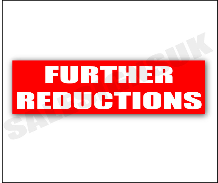 Further Reductions posters 1000mm x 250mm | sale signage red;Closing Down - Sale Posters & Signs