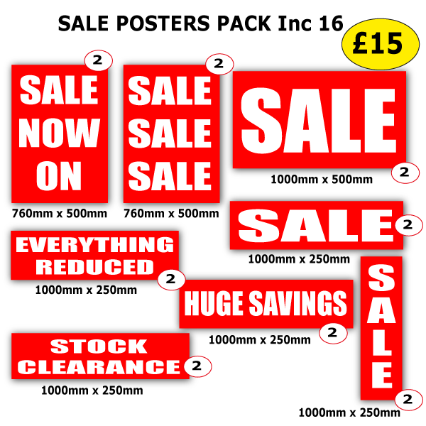 Sale Posters Great Value pack includes over 16 | sale value packs - Sale Posters & Signs