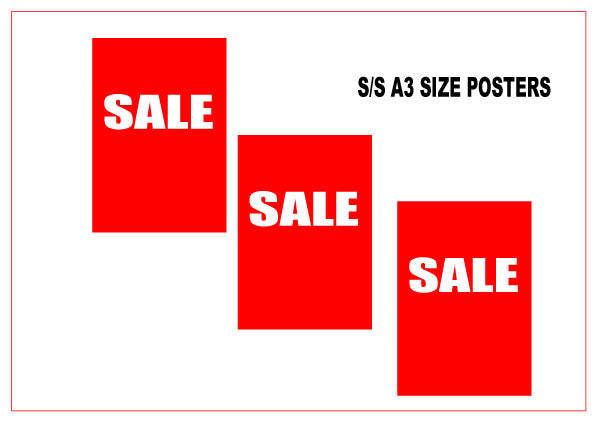 Sale posters A3 Single sided posters pack inc 8 | sale posters red Impact - Sale Posters & Signs
