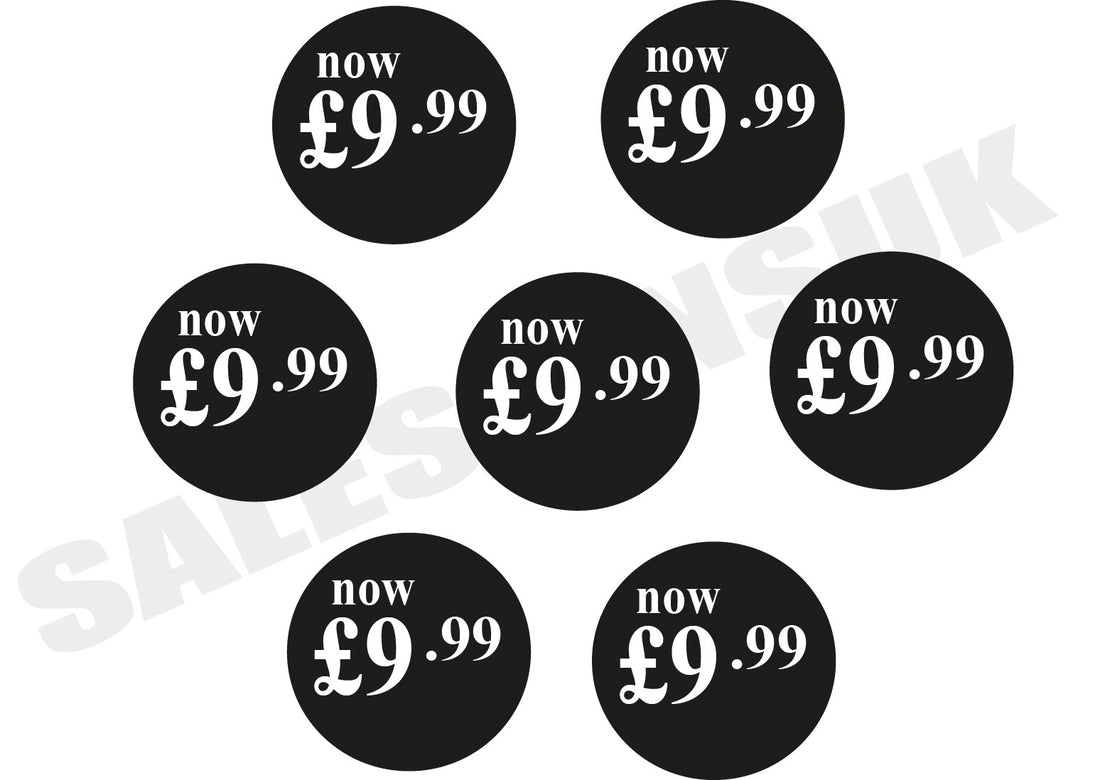 £9.99 price black Stckers (300) | Sale Stickers - Sale Posters & Signs