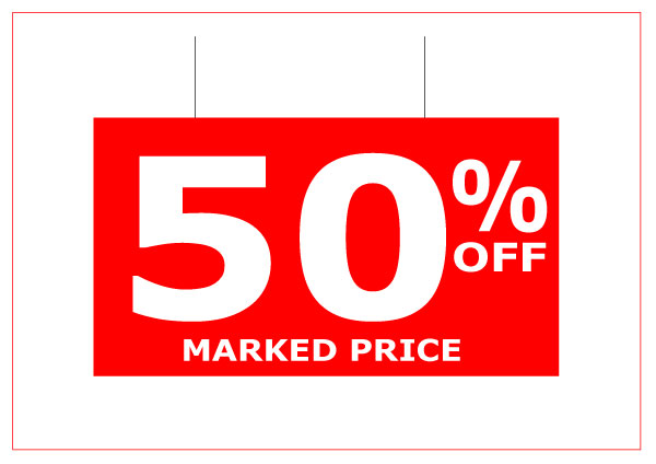 50% off Hanging Card 740mm x 480mm | hanging cards;50%off - Sale Posters & Signs