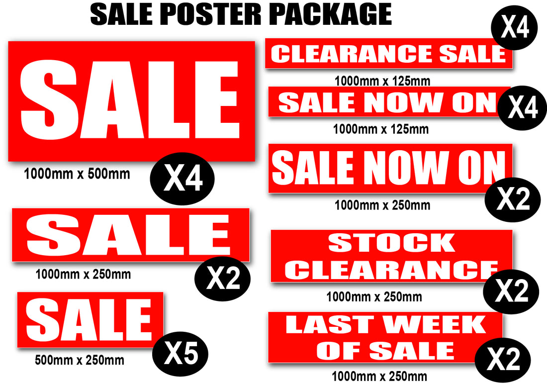 Sale posters value pack inc 25 | sale posters red Impact;sale value packs - Sale Posters & Signs