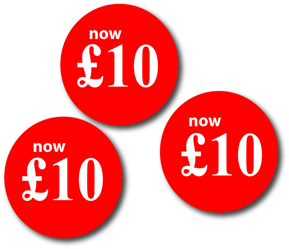 Now £10 Red Stckers 300 per sheet | % Off Signage;Sale Stickers - Sale Posters & Signs