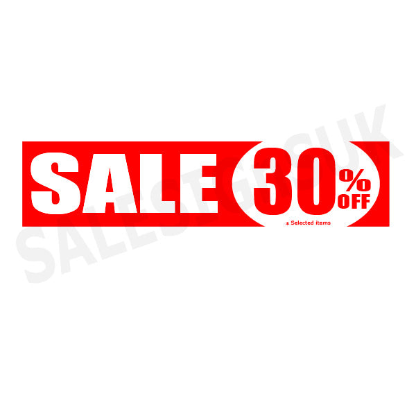 Sale 30%off Red 1000mm x 250mm | % Off Signage;sale posters red Impact - Sale Posters & Signs