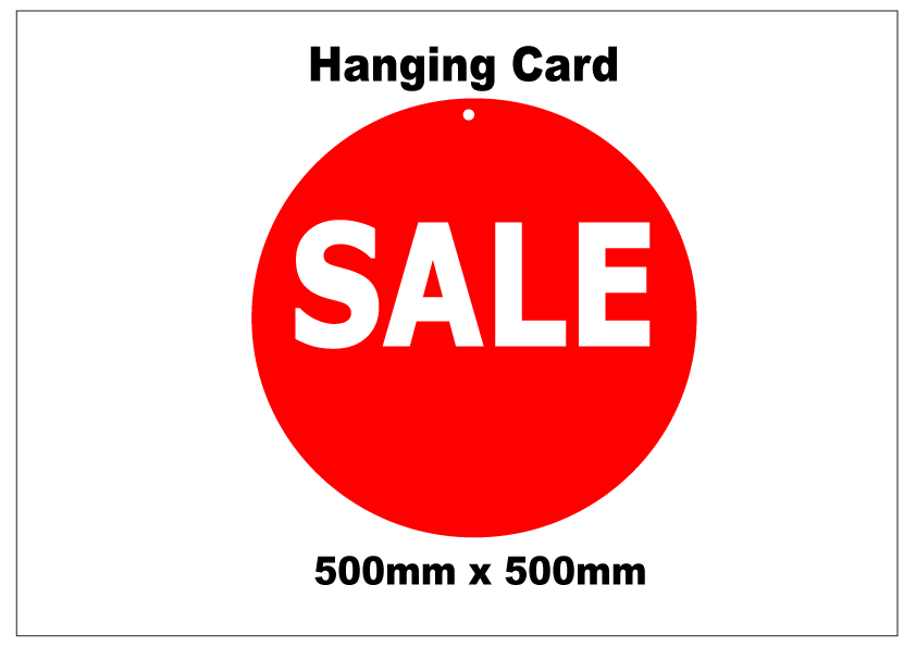 Sale Hanging Card Circle Size 500mm x 500mm | hanging cards;Sale posters New - Sale Posters & Signs