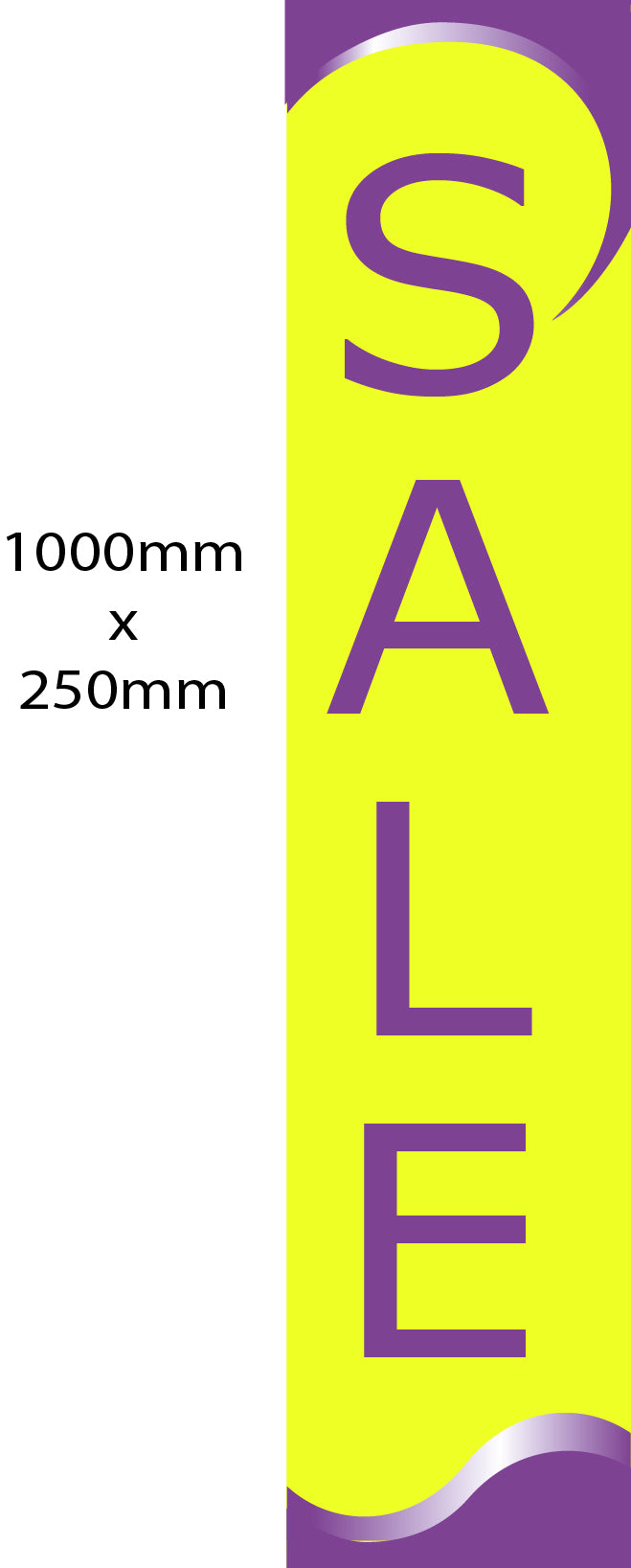 V Sale poster lime and purple 1000mm x 250mm - Sale Posters & Signs