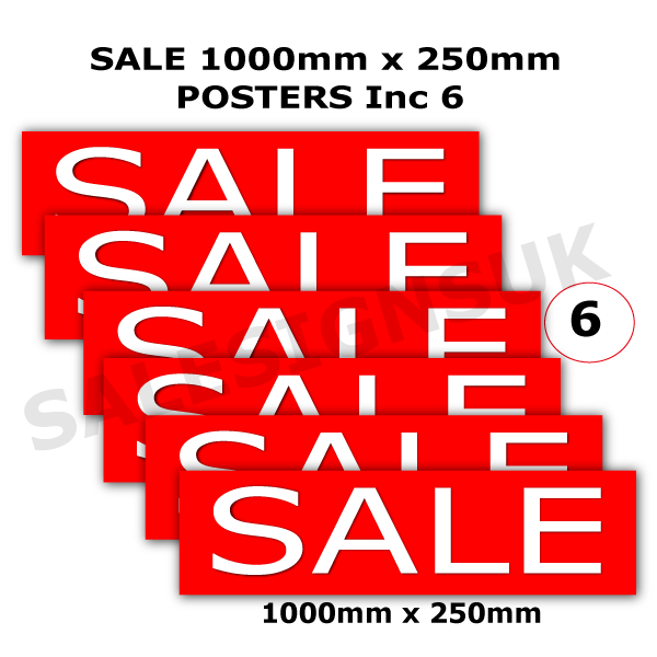 Sale Posters Red&Bk horizontal pack 1000mmx 250mm | sale posters red Impact;Red and Black Sale - Sale Posters & Signs