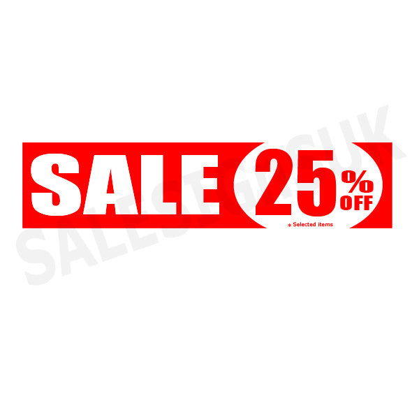 BULK Sale 25%off Red 1000mm x 250mm | % Off Signage;25%off;sale posters red Impact;Clearance - Sale Posters & Signs