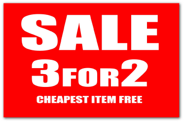 3 for 2 Rail Cards 250mm x 200mm Card D/S | rail cards;other Signage - Sale Posters & Signs