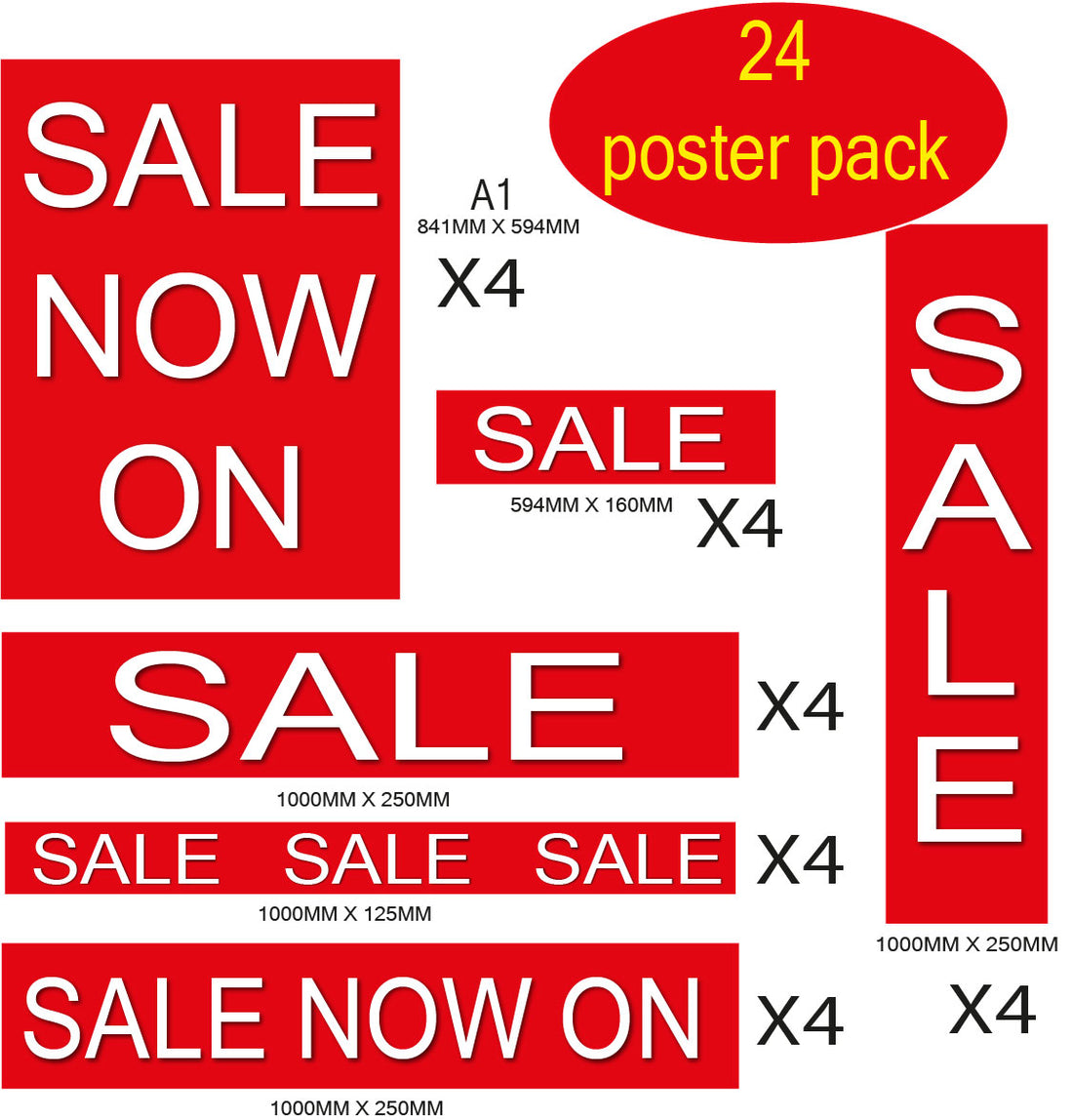 Red and Black Sale posters pack In 24 - Sale Posters & Signs