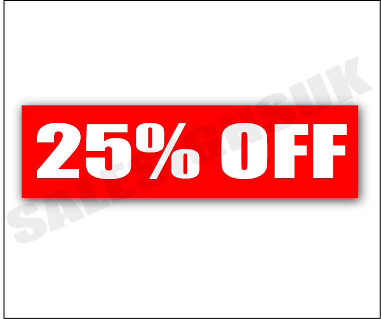 25%off Red 1000mm x 250mm posters | Closing Down;% Off Signage;25%off - Sale Posters & Signs