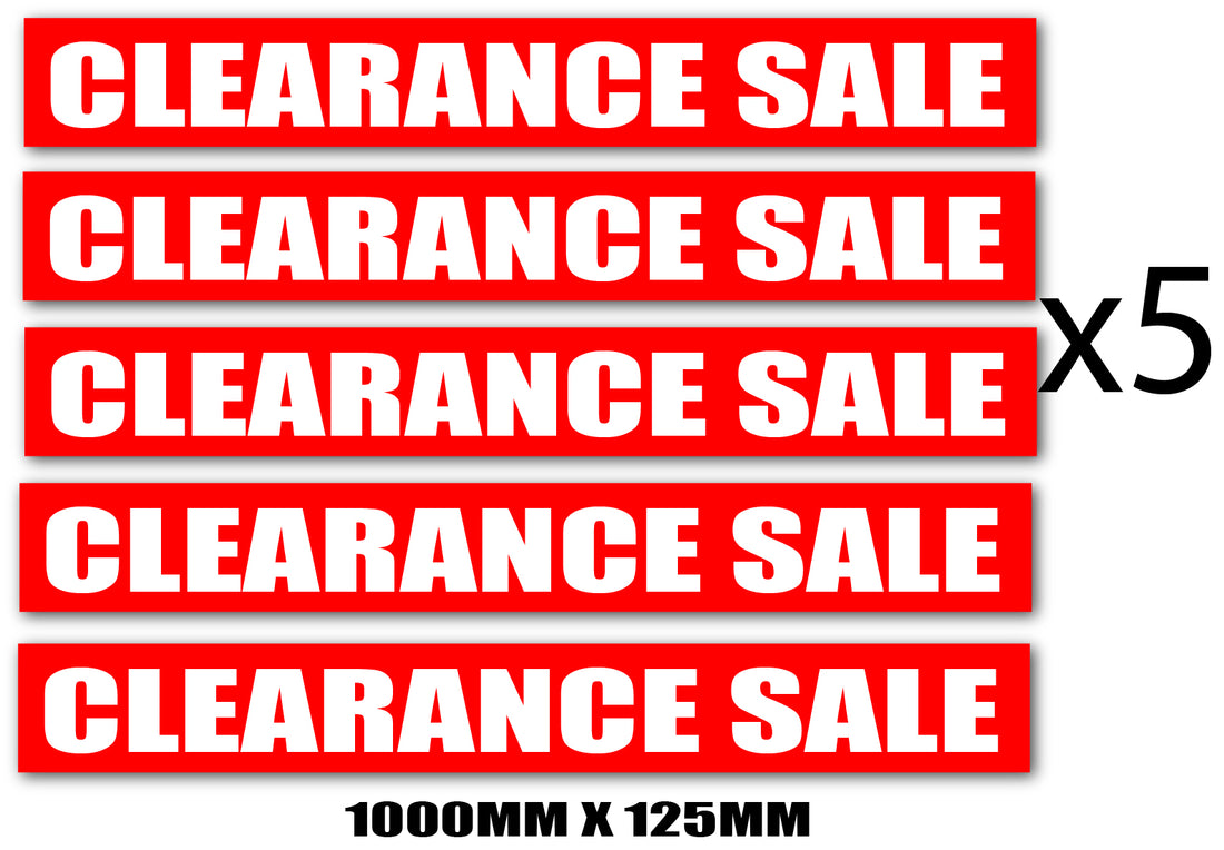 Clearance Sale posters x 5 size125mm x 1000mm | sale signage red;sale posters red Impact;Closing Down - Sale Posters & Signs