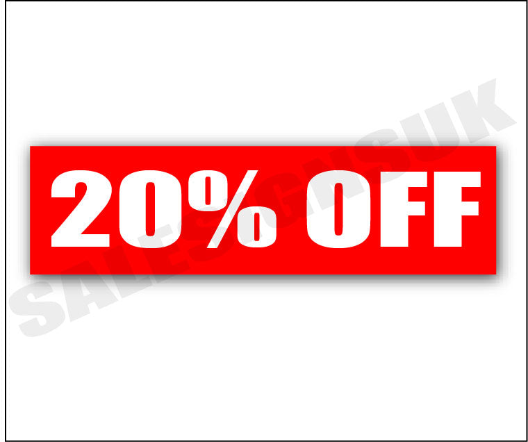 20%off Red 1000mm x 250mm posters | sale signage red;Closing Down;% Off Signage;20%off - Sale Posters & Signs