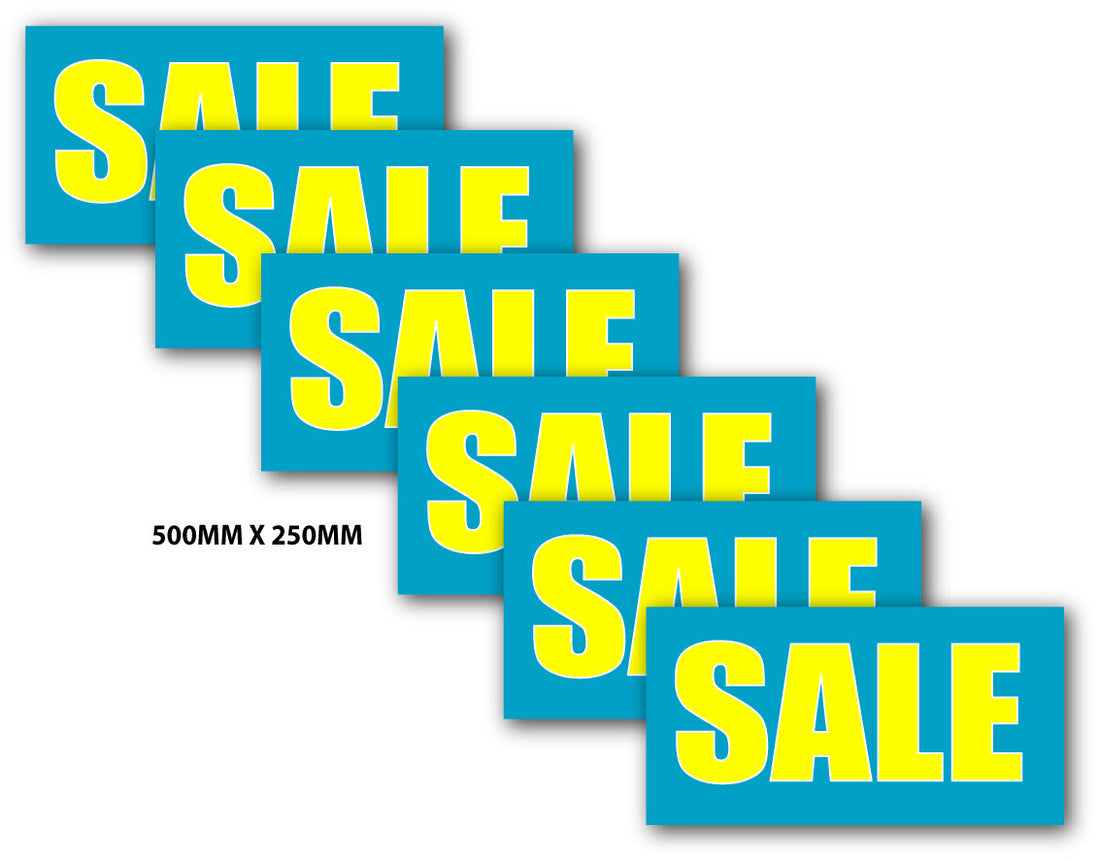 Sale Small Blue and Yellow x6 500mm x 250mm | blue sale posters - Sale Posters & Signs