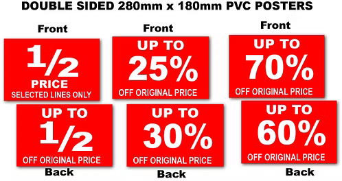 PVC Sale 280mm x 180mm posters x 6 Double sided