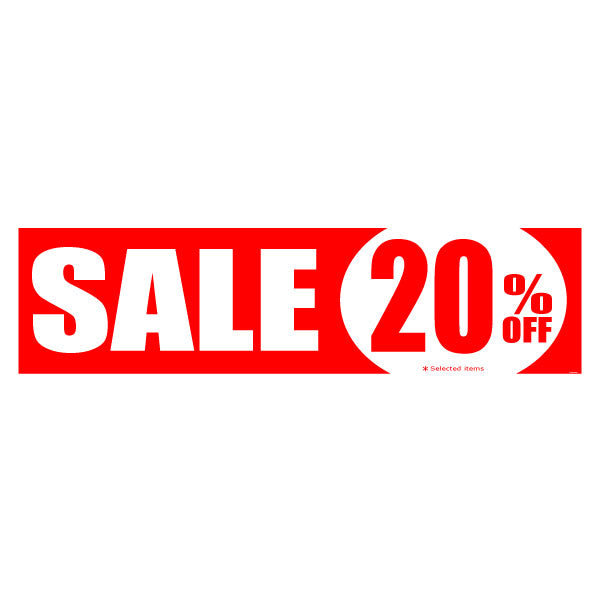 Sale 20%off Red 1000mm x 250mm | % Off Signage;20%off;sale posters red Impact;Closing Down - Sale Posters & Signs