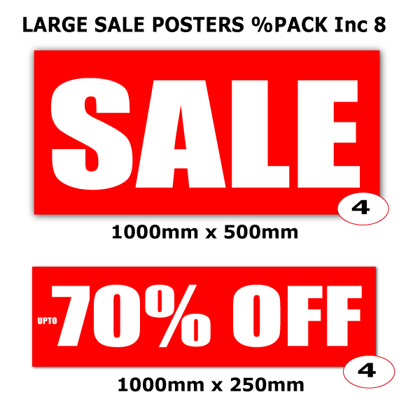 Horizontal L upto70%off pack you choose inc 8 | % Off Signage;70%off - Sale Posters & Signs