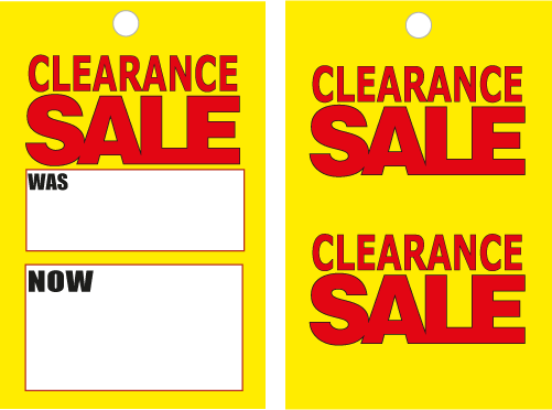 Yellow & Red Clearance swing tickets/hangers | sale tickets;Closing Down - Sale Posters & Signs