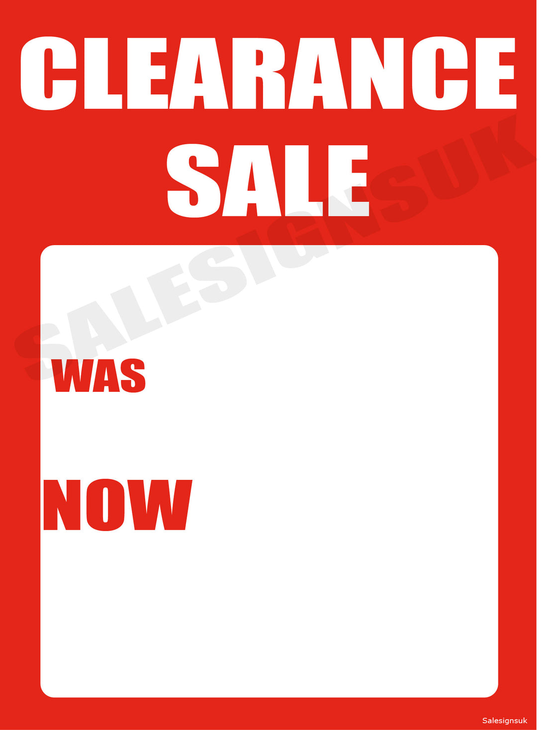 Clearance was now Cards A5 per 50pack | sale tickets;Closing Down - Sale Posters & Signs