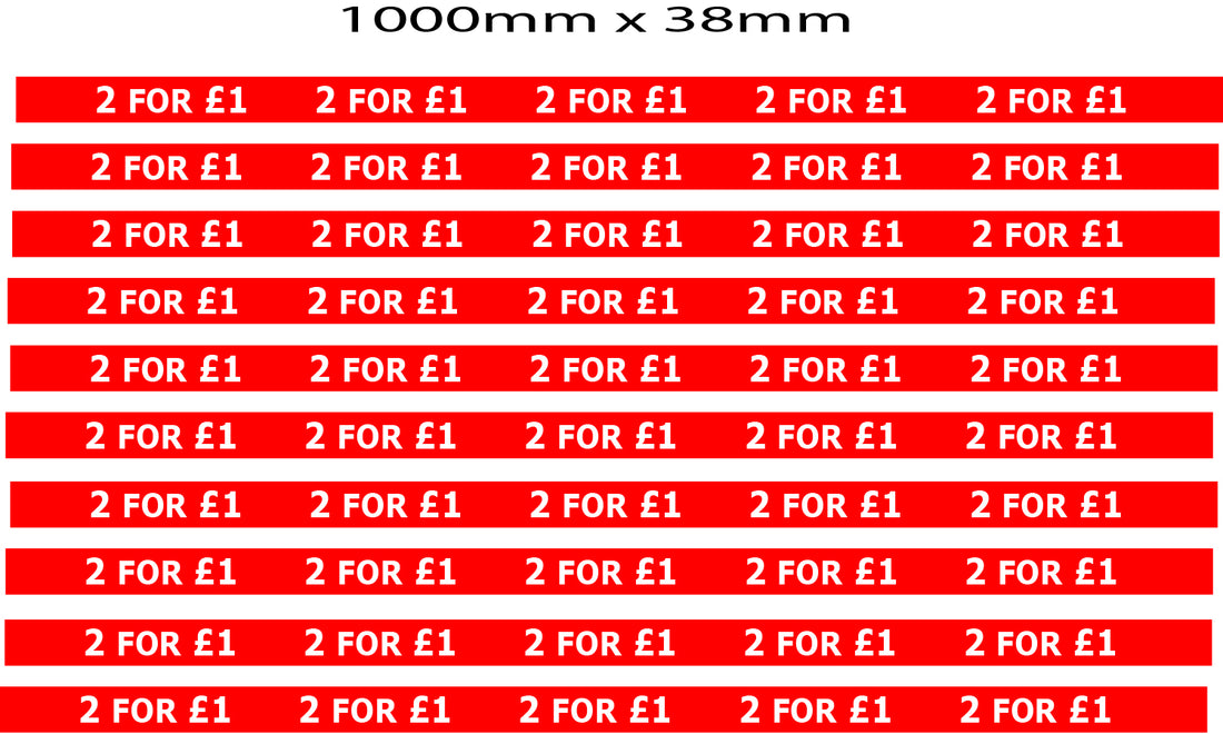 2 for £1 Shelf strips 10 size 38mm x 1000mm - Sale Posters & Signs