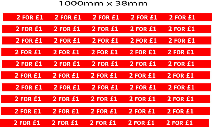 2 for £1 Shelf strips 10 size 38mm x 1000mm - Sale Posters & Signs