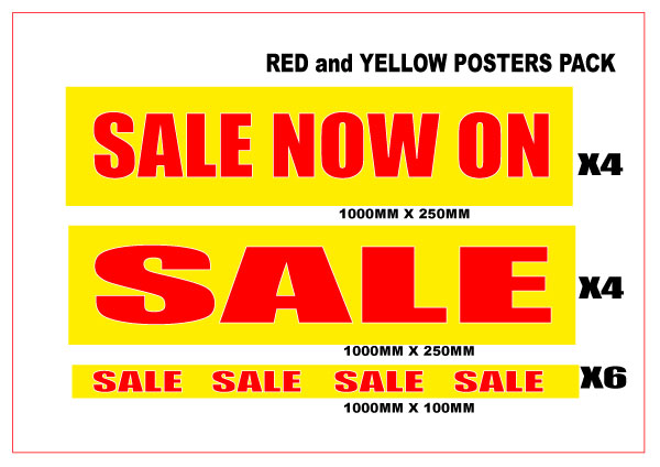 Sale posters (yellow red) pack inc 14 | yellow and red posters;sale posters red Impact;sale value packs - Sale Posters & Signs