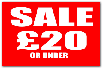 £20 or under Rail Cards 250mm x 200mm Card | rail cards;other Signage - Sale Posters & Signs