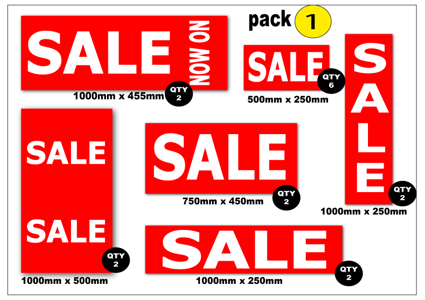 Salesigns New Variety pack 1 (16) | sale value packs;Sale posters New - Sale Posters & Signs