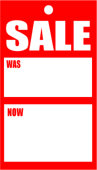Sale Was Now tickets 4" x 2" per 100 | sale tickets - Sale Posters & Signs