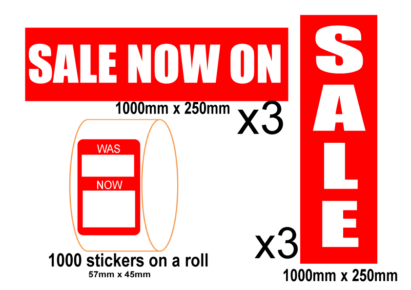 Sale posters pack with sale stickers | sale posters red Impact;sale value packs - Sale Posters & Signs