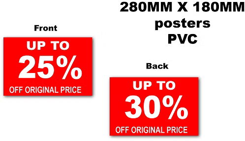 PVC Sale 280mm x 180mm posters x 6 Double sided