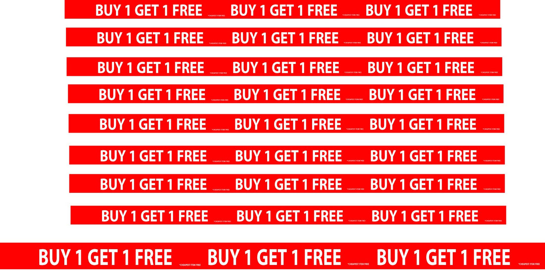 But 1 Get 1 Fre Shelf strips 10 size 35mm x 1000mm - Sale Posters & Signs