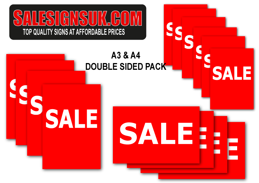 Sale A3 and A4 Double sided pack 400gsm(16) | sale value packs;Sale posters New - Sale Posters & Signs