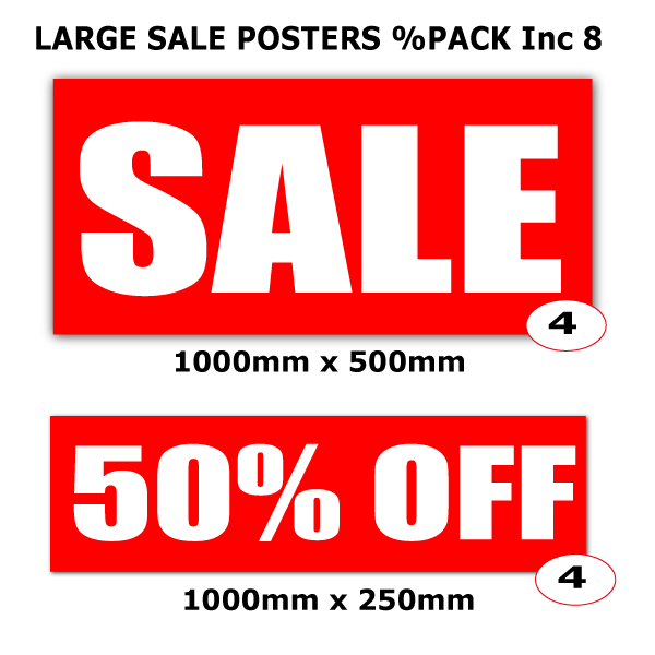 Horizontal L 50%off pack you choose inc 8 | % Off Signage;50%off - Sale Posters & Signs