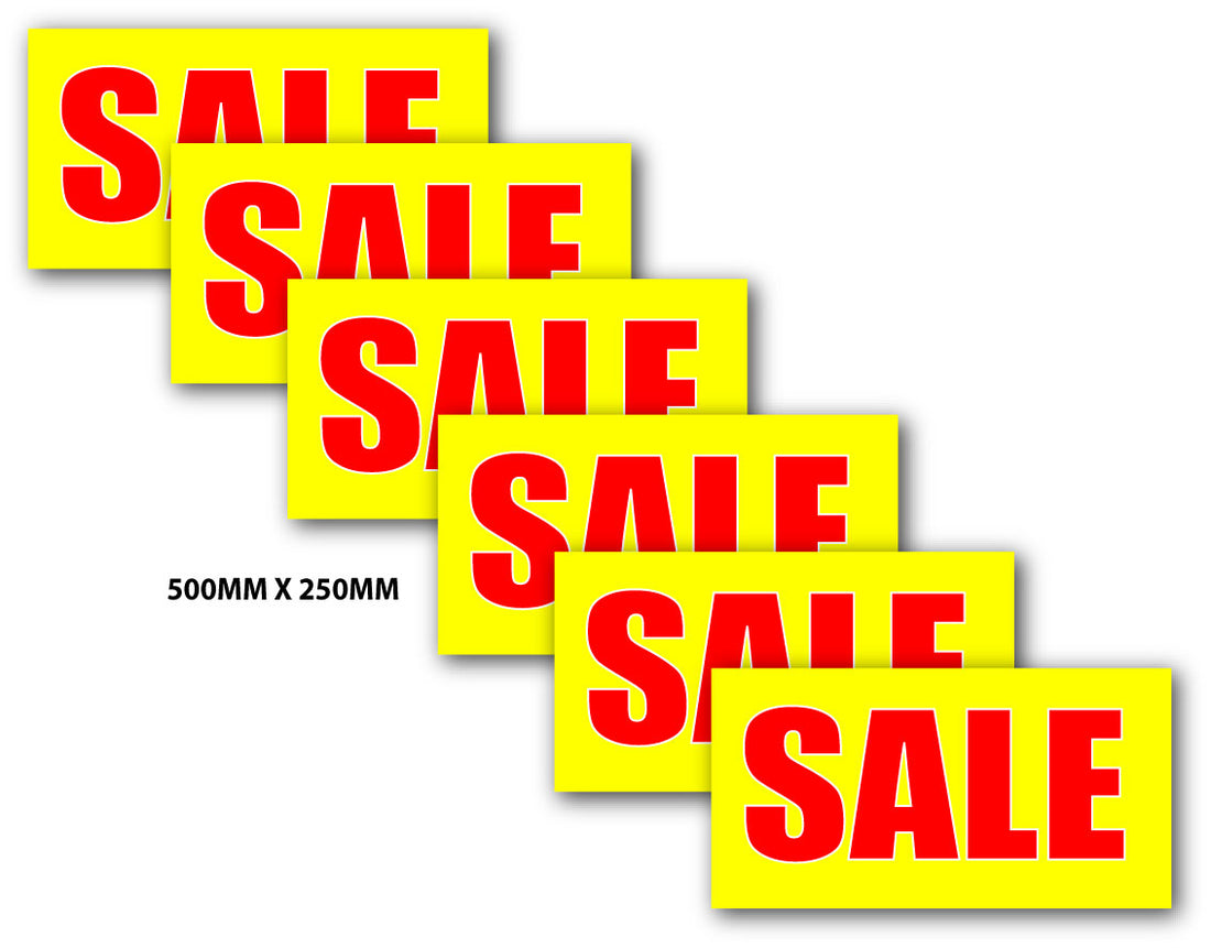Sale Small Red and Yellow x6 500mm x 250mm | yellow and red posters - Sale Posters & Signs
