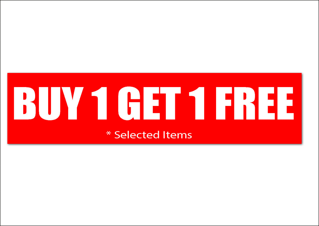 Buy 1 Get 1 Free posters 1000mm x 250mm | Closing Down;sale signage red - Sale Posters & Signs