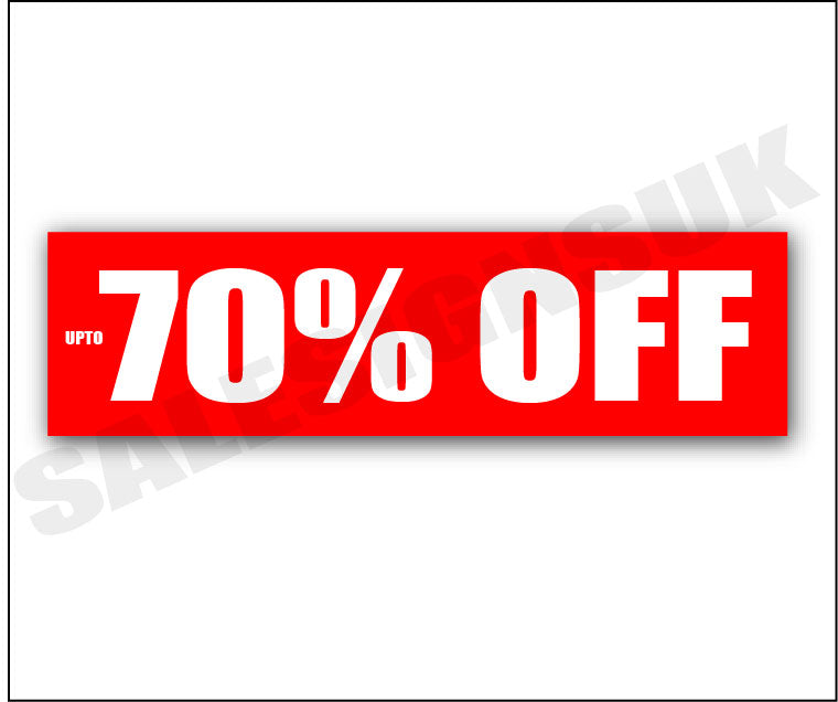 Upto 70%off Red 1000mm x 250mm posters | sale signage red;Closing Down;% Off Signage;70%off - Sale Posters & Signs