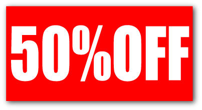 50% off Header Card impact 500 mm x 250mm | hanging cards;50%off - Sale Posters & Signs